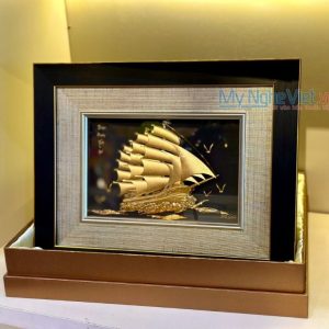 Quà khai trương - Tranh Đồng Mạ Vàng Thuận Buồm Xuôi Gió