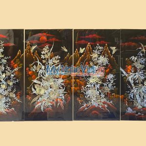 Quà Tân Gia Khai Trương - Bộ tranh sơn mài Mai Lan Cúc Trúc nền ấm