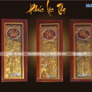 Tranh đồng bộ 3 Phúc Lộc Thọ dát vàng