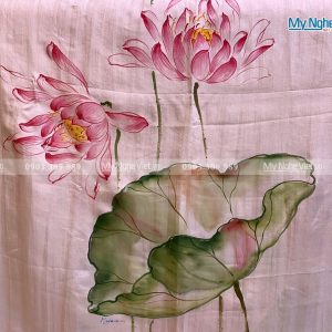 khăn lụa tơ tằm vẽ sen