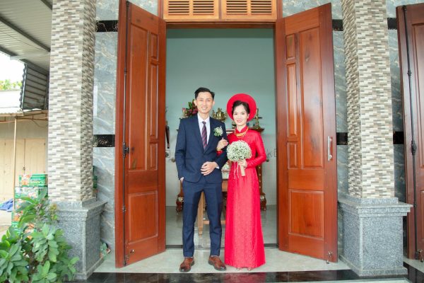 Vải may áo dài cô dâu