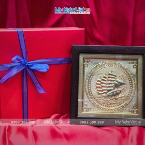 Quà Tặng Tranh dát vàng thuận buồm 24k